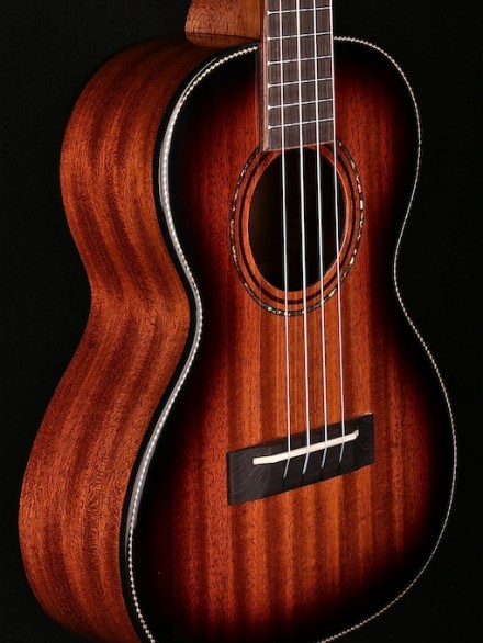 ALL SOLID MAHOGANY TENOR UKE W /SHADOWBURST TOP